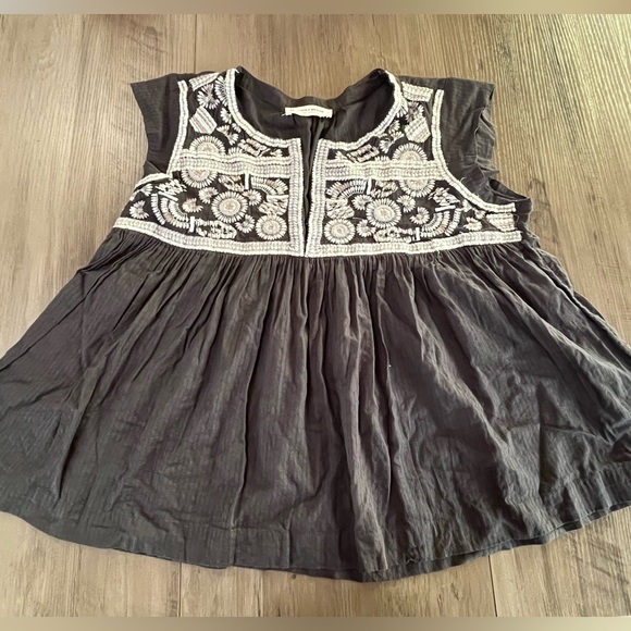 Lucky Brand Tops - Lucky Brand Embroidered Cotton Bib Top